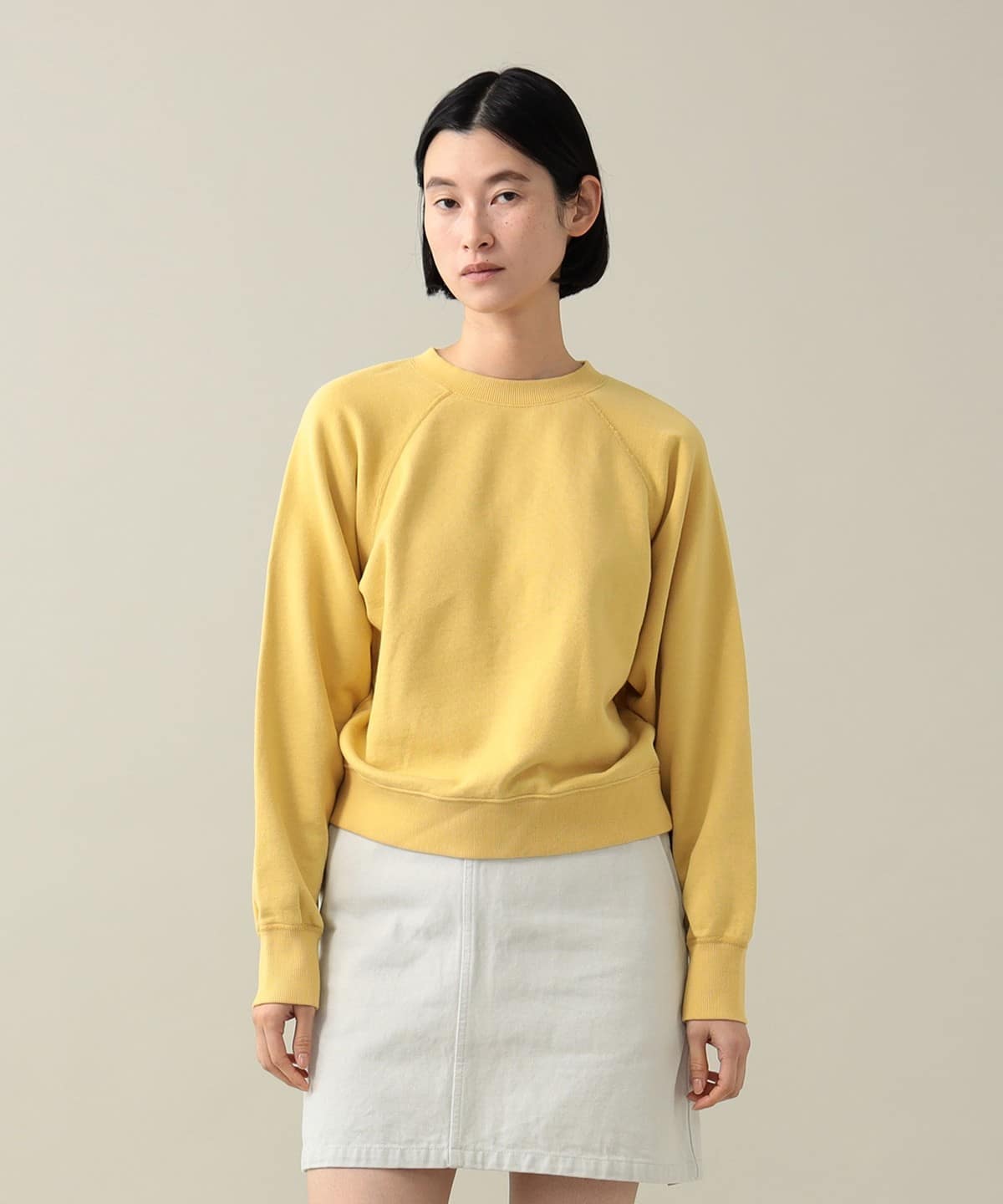 Avery Raglan Crew Sweatshirt トップス WOMEN DUSTY YELLOW 0 Avery Raglan Crew Sweatshirt トップス WOMEN DUSTY YELLOW 0