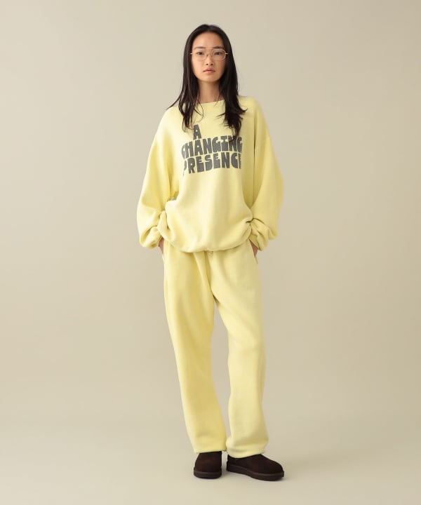 【+10%ポイントUP】【EXCLUSIVE】REMI RELIEF / PRINT CREW SWEAT Model：H173cm Size：