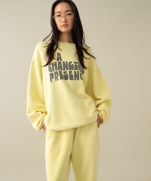 【+10%ポイントUP】【EXCLUSIVE】REMI RELIEF / PRINT CREW SWEAT Model：H173cm Size：