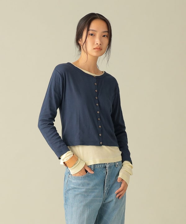 【EXCLUSIVE】Robert P. Miller / Long sleeve Tshirt & cardigan 絶妙な着丈差が生むレイヤード　Model：H173cm Size：ONE SIZE