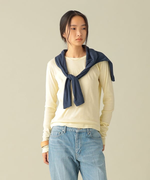 【EXCLUSIVE】Robert P. Miller / Long sleeve Tshirt & cardigan 別々でも着用可能で汎用性の高い1着　Model：H173cm Size：ONE SIZE