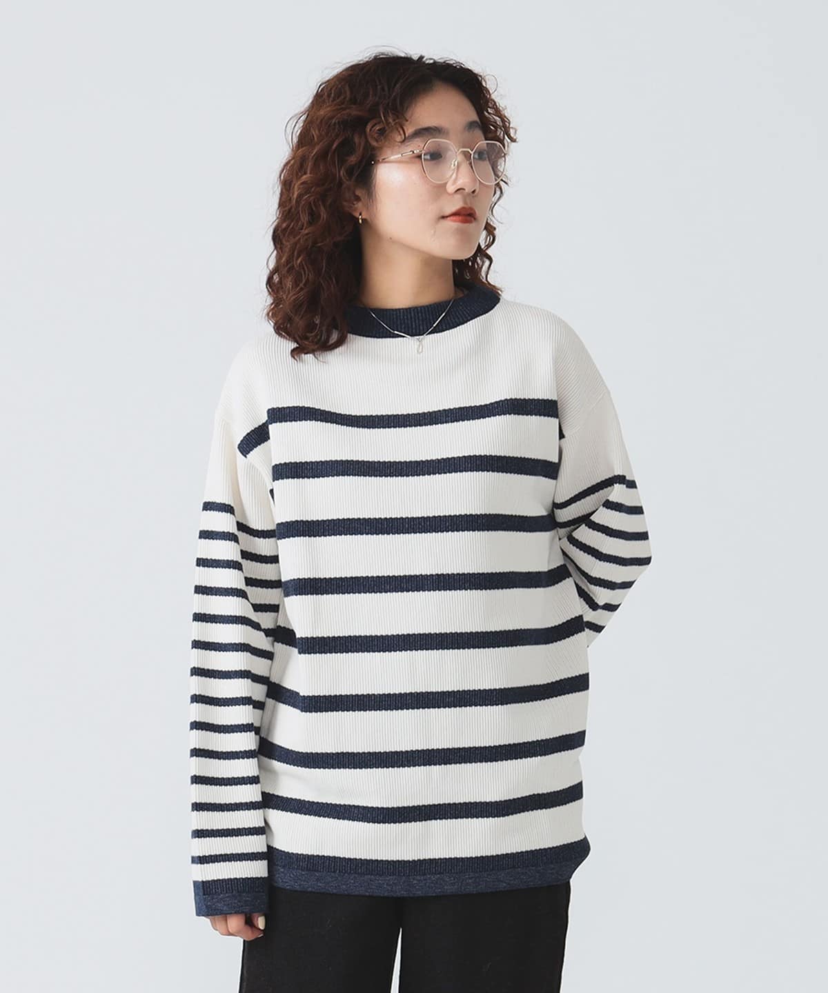 Forest Stripe Knit トップス WOMEN NAVY XS Forest Stripe Knit トップス WOMEN NAVY XS