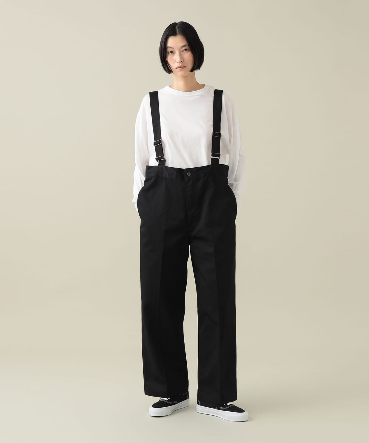 【EXCLUSIVE】UNIVERSAL OVERALL ユニバーサルオーバーオール / Ttweed Suspender Pants パンツ WOMEN BLACK M 【EXCLUSIVE】UNIVERSAL OVERALL ユニバーサルオーバーオール / Ttweed Suspender Pants パンツ WOMEN BLACK M