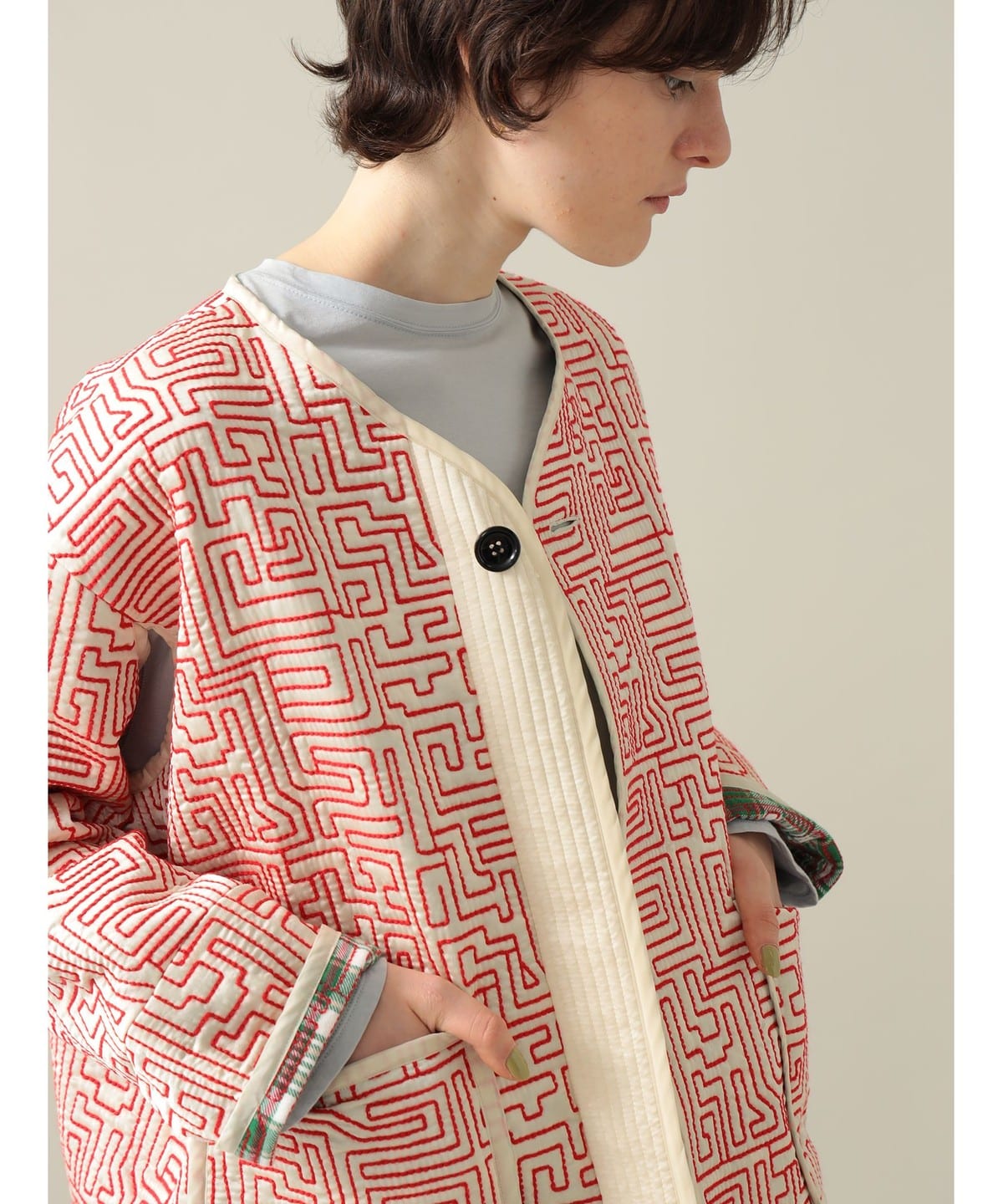【+15%ポイントUP】【EXCLUSIVE】Jonnlynx/ Quilting Jacket ブルゾン WOMEN Beige*Red ONE SIZE 【+15%ポイントUP】【EXCLUSIVE】Jonnlynx/ Quilting Jacket ブルゾン WOMEN Beige*Red ONE SIZE