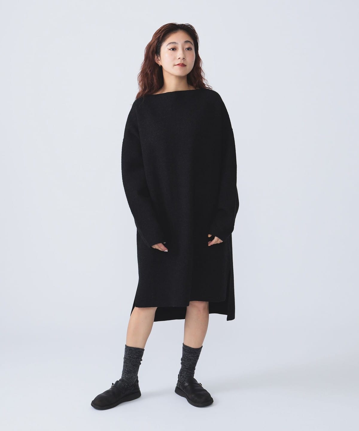 LAUREN MANOOGIAN ローレン マヌーギアン / BOATNECK DRESS ワンピース WOMEN BLACK MELANGE 1 LAUREN MANOOGIAN ローレン マヌーギアン / BOATNECK DRESS ワンピース WOMEN BLACK MELANGE 1