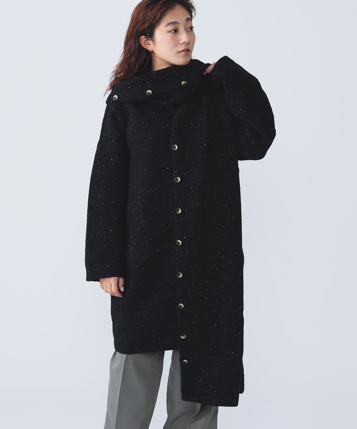 LAUREN MANOOGIAN ローレン マヌーギアン / BUTTON STOLE ファッション雑貨 WOMEN BLACK TWEED ONE SIZE LAUREN MANOOGIAN ローレン マヌーギアン / BUTTON STOLE ファッション雑貨 WOMEN BLACK TWEED ONE SIZE