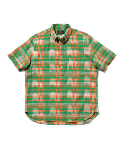 ▲BEAMS PLUS / イカット マドラス プルオーバー ショートスリーブ ボタンダウン シャツ