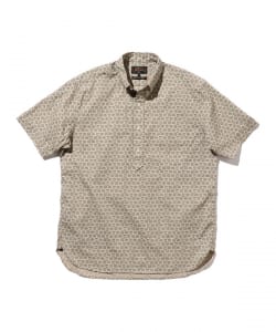▲BEAMS PLUS / コットン ドビー 小紋プリント プルオーバー ショートスリーブ ボタンダウン シャツ