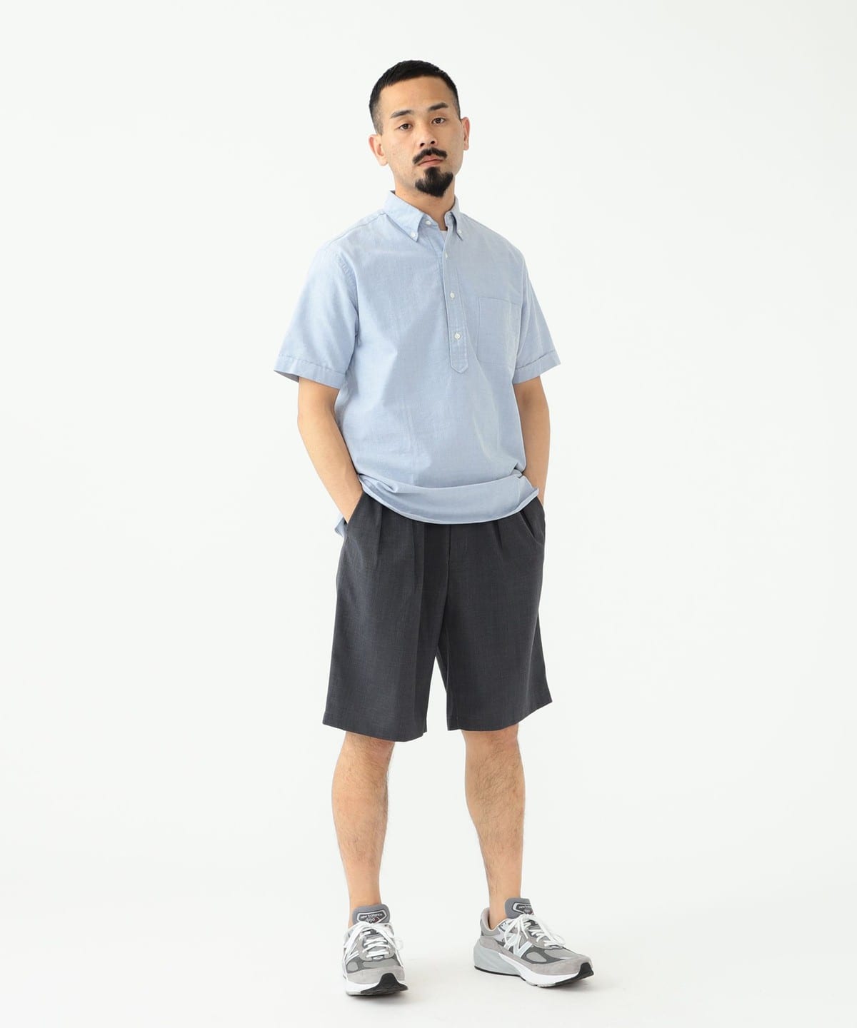 極美品 BEAMS PLUS XLオックスフォード プルオーバーシャツ BEAMS PLUS（ビームス プラス）B.D. Pullover Short Sleeve Oxford