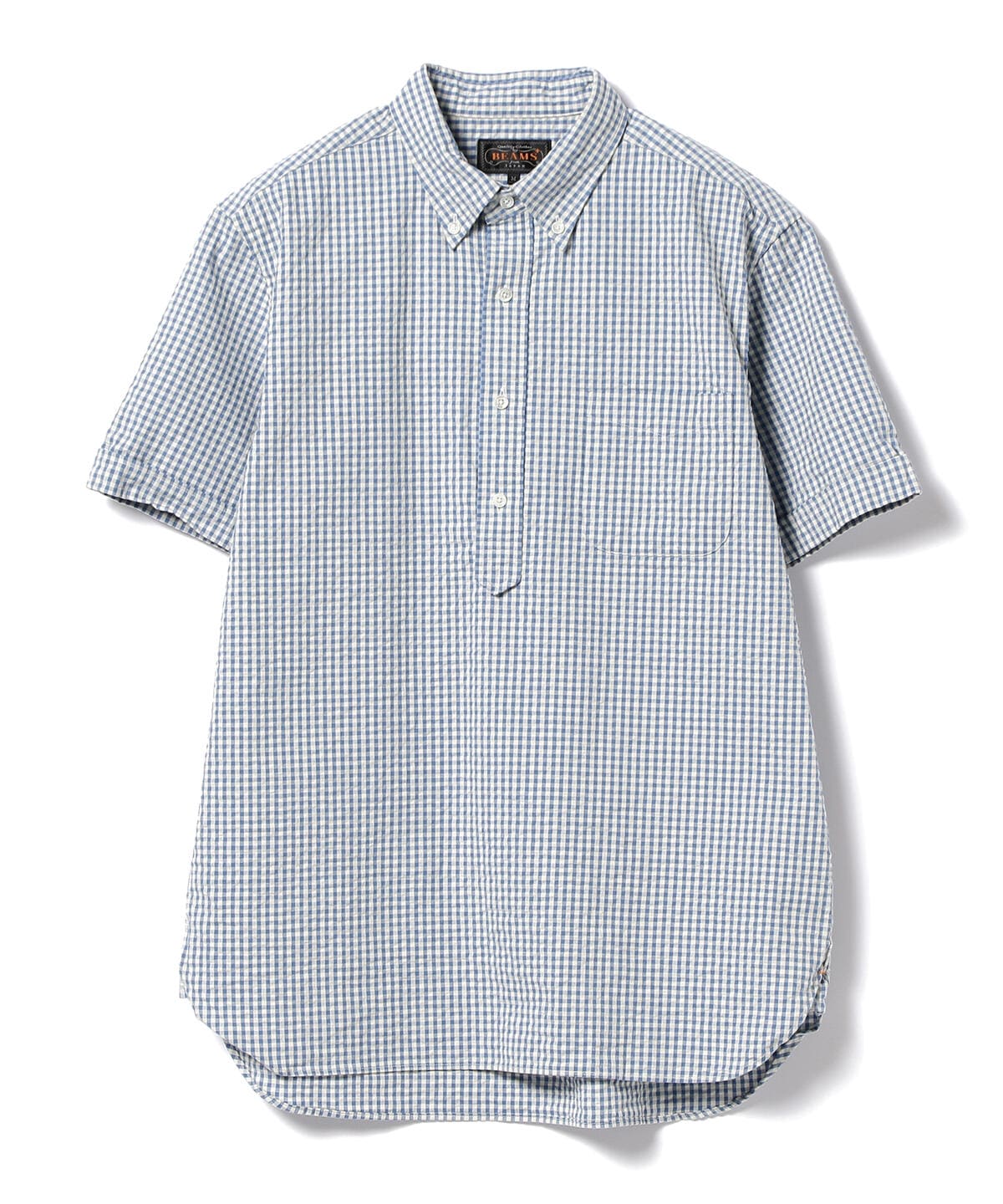 B. D. Pullover Short Sleeve Indigo Seersucker シャツ・ブラウス MEN GINGHAM XL B. D. Pullover Short Sleeve Indigo Seersucker シャツ・ブラウス MEN GINGHAM XL