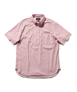 ▲BEAMS PLUS / ニットオックスフォード ストライプ プルオーバー ショートスリーブ ボタンダウン シャツ