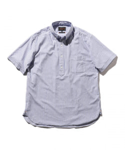 ▲BEAMS PLUS / ニットオックスフォード ストライプ プルオーバー ショートスリーブ ボタンダウン シャツ