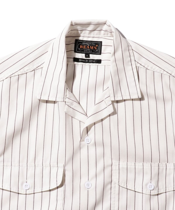 BEAMS PLUS(ビームス プラス)WORK Short Sleeve Stripe T/C BEAMS PLUS(ビームス プラス)WORK Short Sleeve Stripe T/C