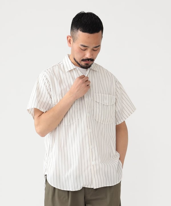 BEAMS PLUS（ビームス プラス）WORK Short Sleeve Stripe T/C（シャツ・ブラウス カジュアルシャツ）通販｜BEAMS