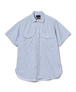 BEAMS PLUS / コットン ポリエステル ストライプ ショートスリーブ ワークシャツ
