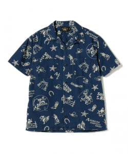 ▲RRL / Rodeo Print Indigo camp shirt