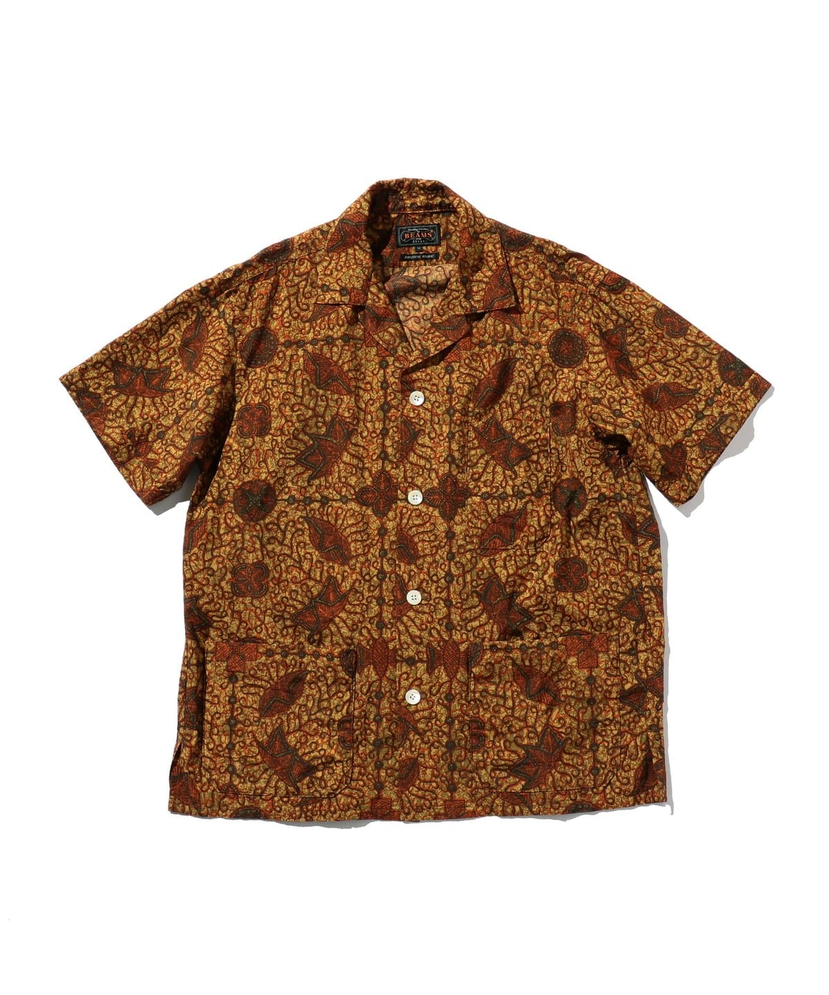 バティックプリント ショートスリーブ ビーチシャツ シャツ・ブラウス MEN BROWN S バティックプリント ショートスリーブ ビーチシャツ シャツ・ブラウス MEN BROWN S