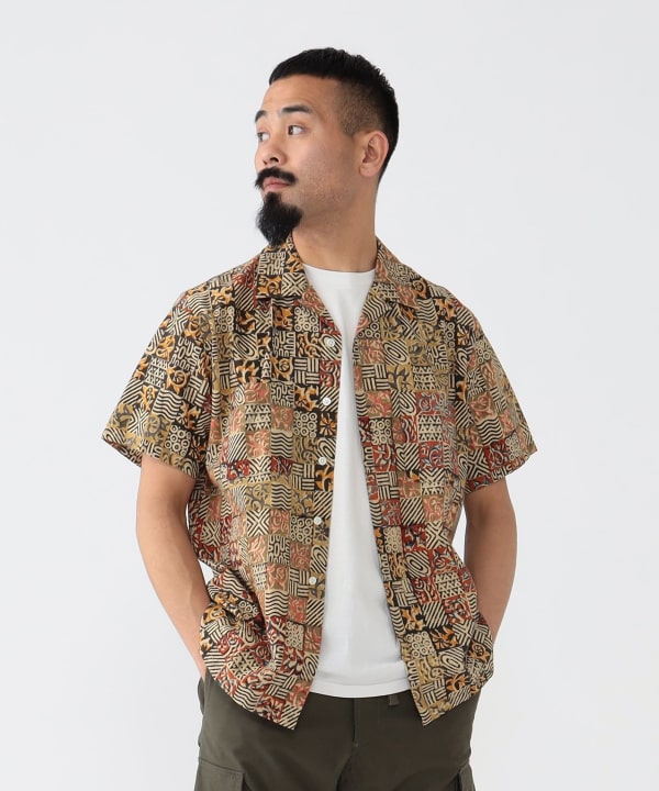 BEAMS PLUS（ビームス プラス）Open Collar Block Print Square（シャツ・ブラウス カジュアルシャツ）通販｜ BEAMS