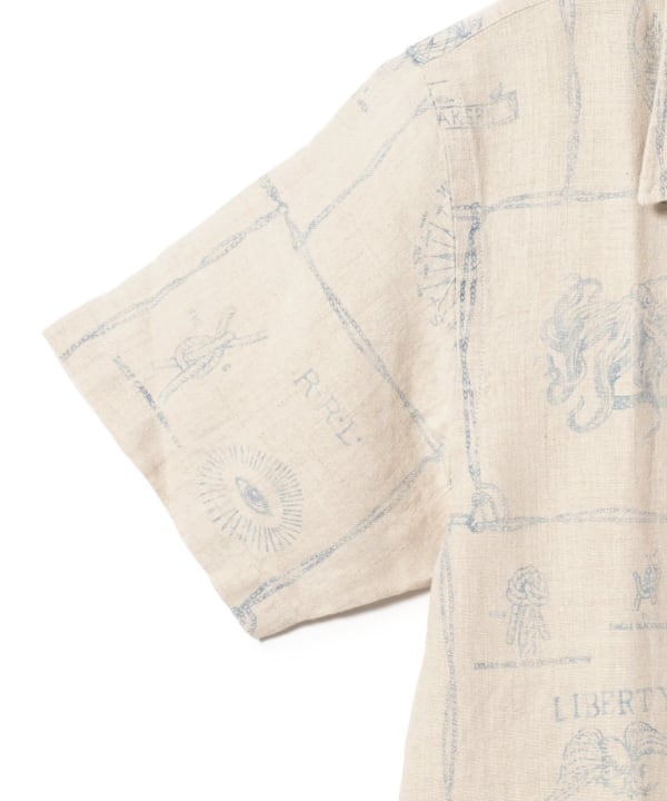 BEAMS PLUS（ビームス プラス）RRL / Print Indigo Linen Camp Shirt ...