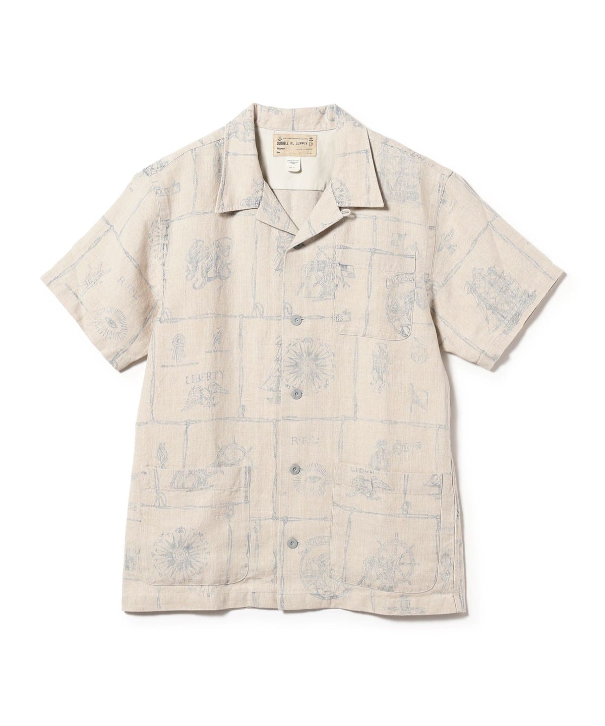 BEAMS PLUS (BEAMS PLUS) RRL / Print Indigo Linen Camp Shirt ...