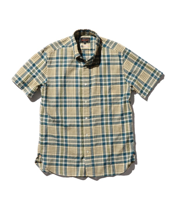 BEAMS PLUS マドラスチェック BD　半袖シャツ　L　日本製 BEAMS PLUS（ビームス プラス）B.D. Madras（シャツ・ブラウス