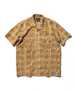 Open Collar Block Print Sun Flower