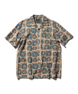 Open Collar Block Print Sun Flower