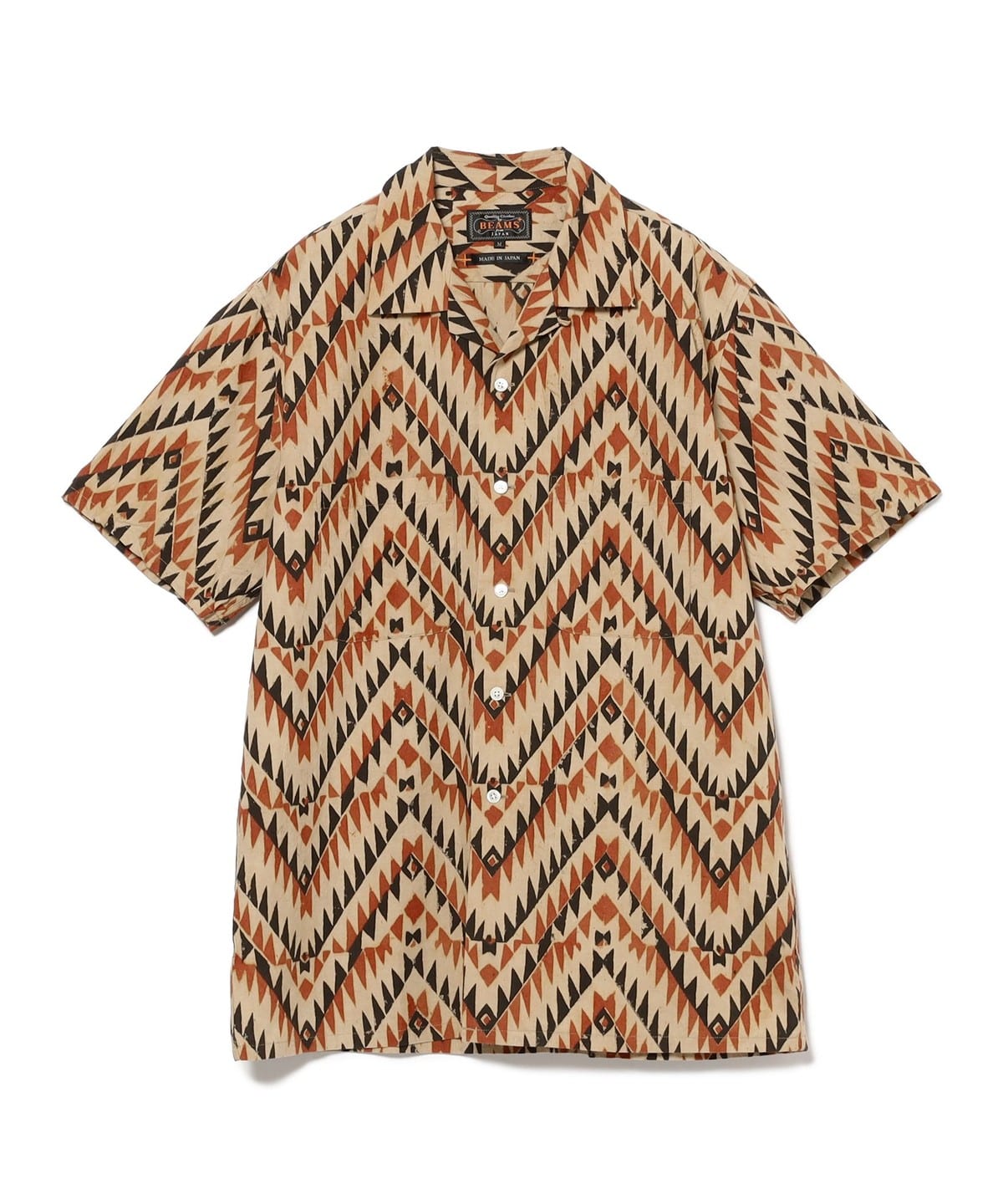 BEAMS PLUS（ビームス プラス）Open Collar Block Print Zig-Zag