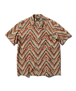 Open Collar Block Print Zig-Zag