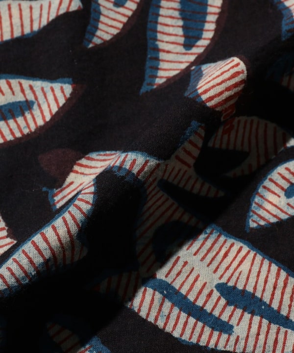 BEAMS PLUS ブロックプリント オープンカラーシャツ BEAMS PLUS（ビームス プラス）Open Collar Block Print Leaf