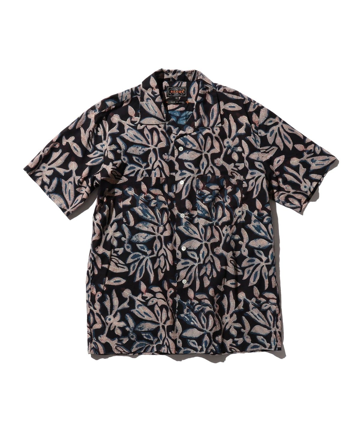Open Collar Block Print Leaf シャツ・ブラウス MEN NAVY XL Open Collar Block Print Leaf シャツ・ブラウス MEN NAVY XL