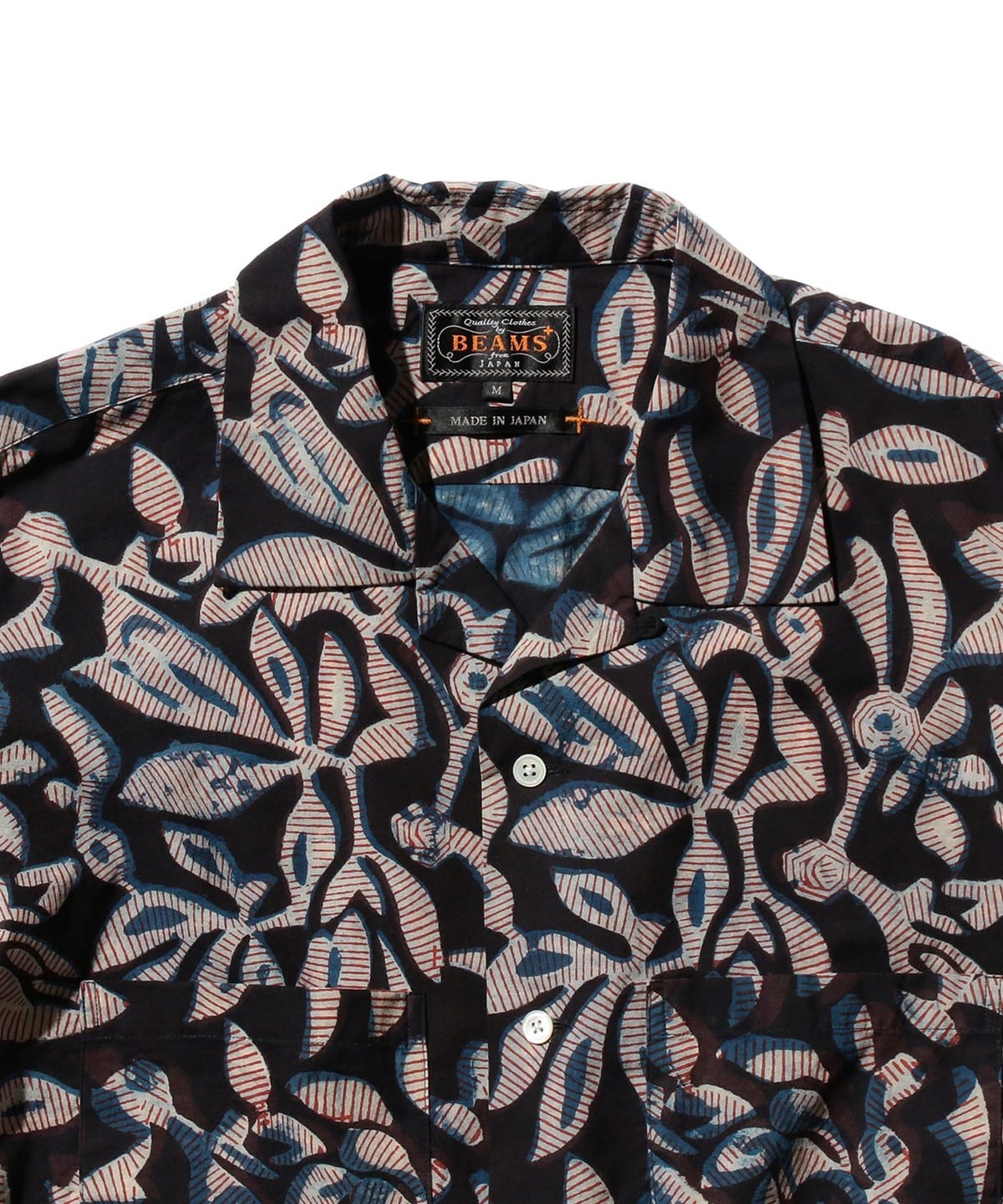 BEAMS PLUS ブロックプリント オープンカラーシャツ BEAMS MEN｜BEAMS PLUS｜ジグザグ ブロックプリント 半袖