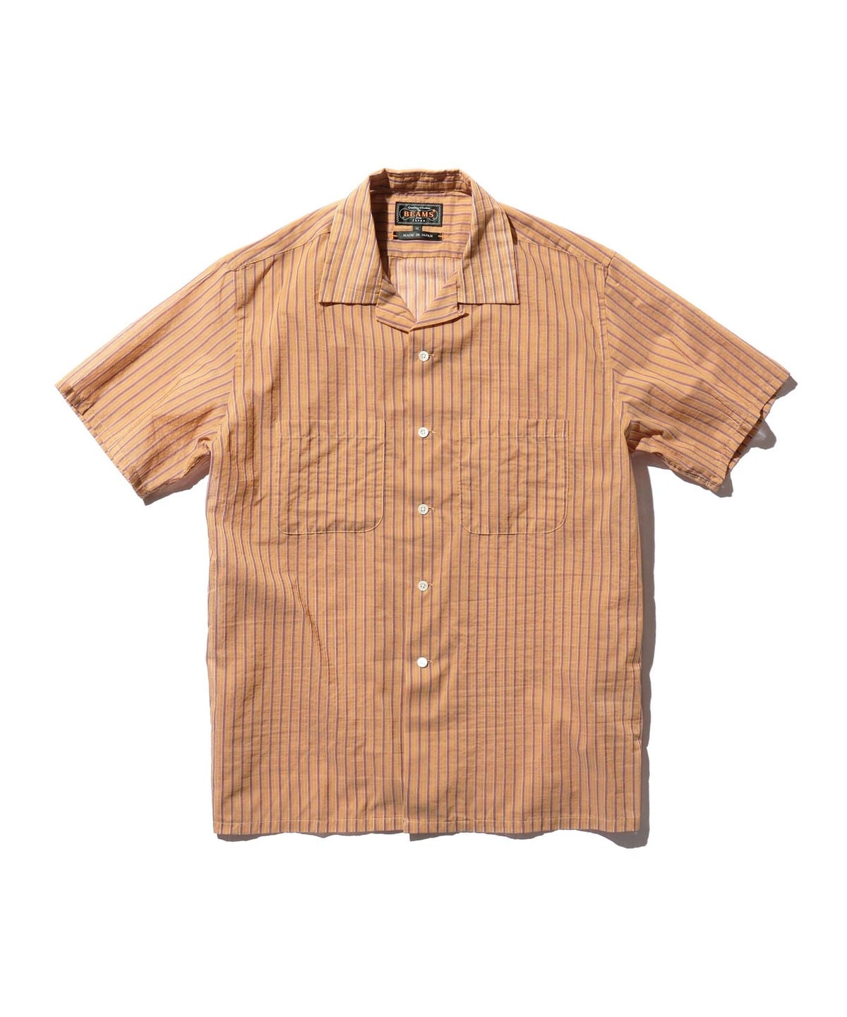Open Collar Bumpy Stripe シャツ・ブラウス MEN ORANGE S Open Collar Bumpy Stripe シャツ・ブラウス MEN ORANGE S