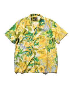 Open Collar Tropical Pattern Print