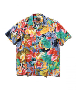 Open Collar Tropical Pattern Print