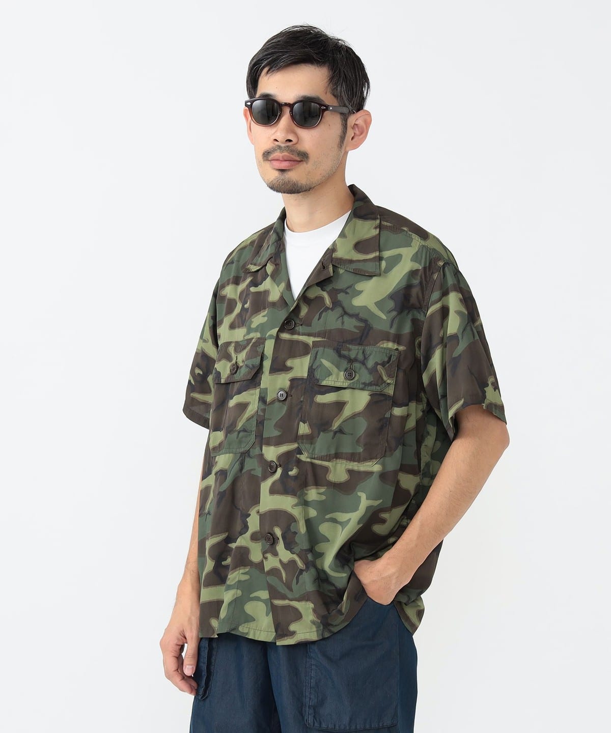 柔らかい BEAMS PLUS（ビームス プラス）MIL-SHT Mesh Camo Jacquard ミュージシャン