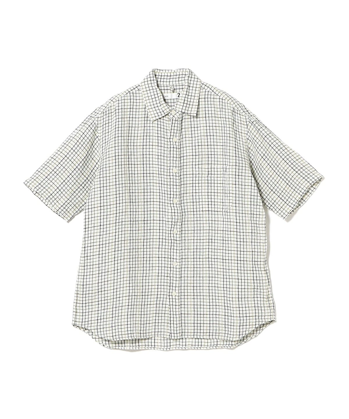 ts(s) ティーエスエス / Baggy Fit Short Sleeve Shirt Ethnic Simple Plaid Linen Cloth シャツ・ブラウス MEN White*Green 3 ts(s) ティーエスエス / Baggy Fit Short Sleeve Shirt Ethnic Simple Plaid Linen Cloth シャツ・ブラウス MEN White*Green 3