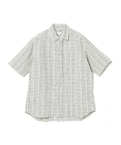 ts(s) / Baggy Fit Short Sleeve Shirt Ethnic Simple Plaid Linen Cloth