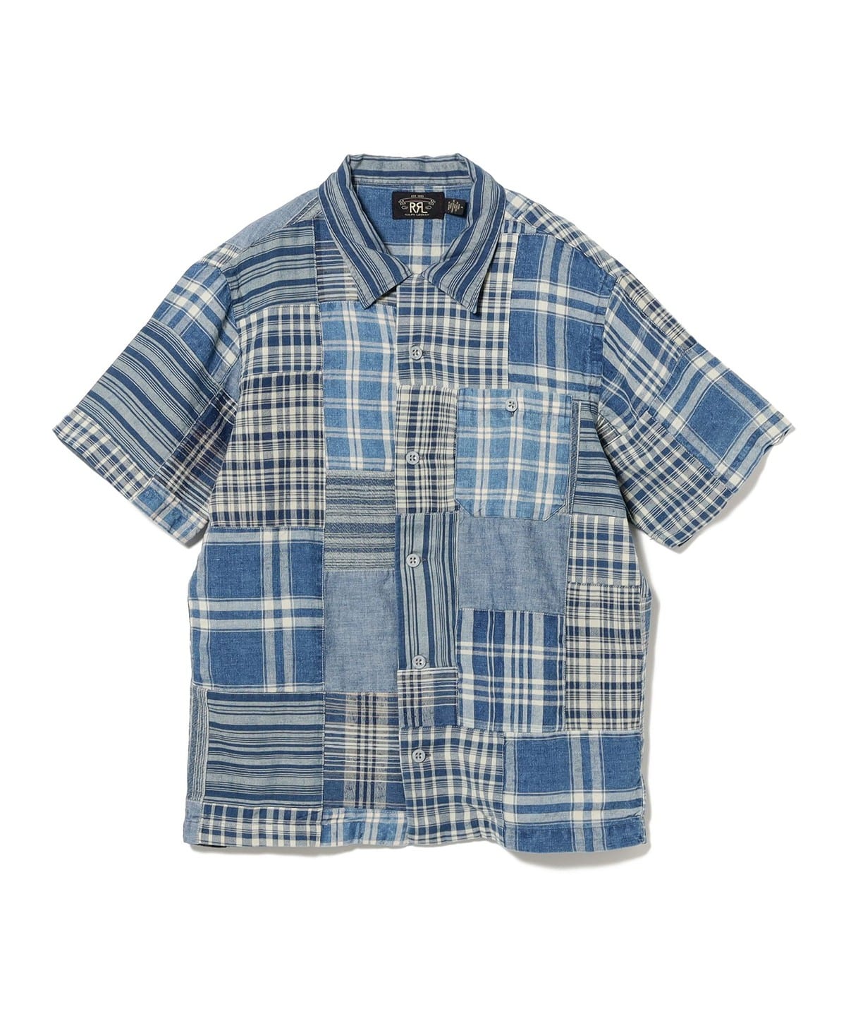 RRL ダブルアールエル / Indigo Patchwork Camp Shirt シャツ・ブラウス MEN 410 NAVY-410 L RRL ダブルアールエル / Indigo Patchwork Camp Shirt シャツ・ブラウス MEN 410 NAVY-410 L