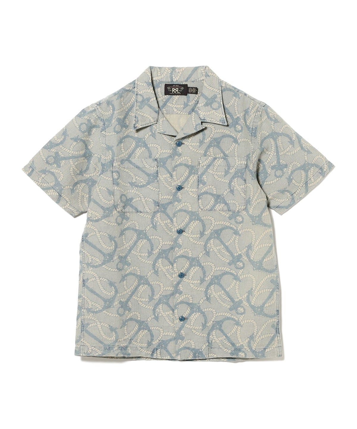 RRL ダブルアールエル / Indigo Anchor-Print Camp Shirt シャツ・ブラウス MEN 410 INDG/CRM MLT M RRL ダブルアールエル / Indigo Anchor-Print Camp Shirt シャツ・ブラウス MEN 410 INDG/CRM MLT M