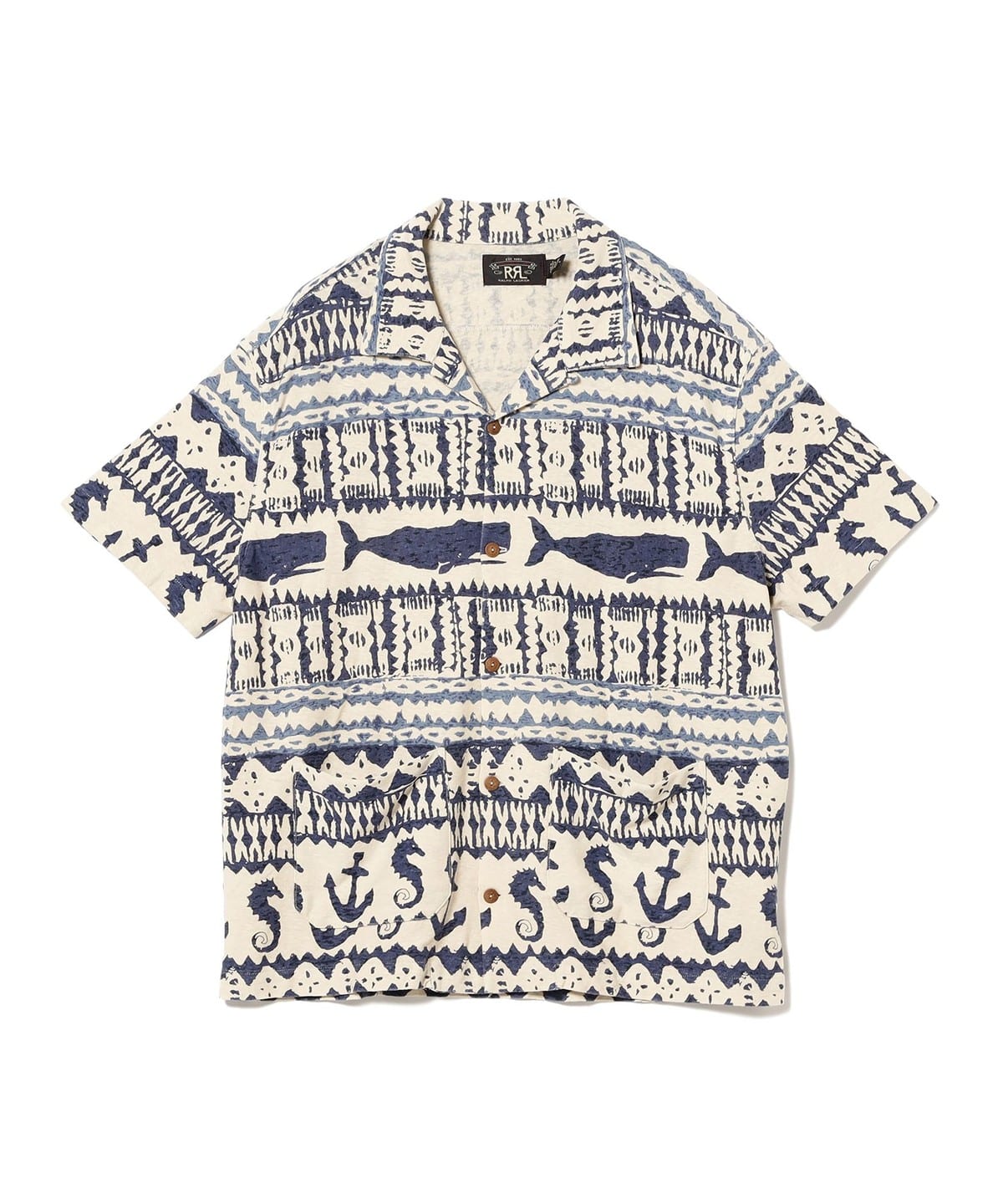 RRL ダブルアールエル / Nautical-Print Jersey Camp Shirt シャツ・ブラウス MEN 101 CRM/NVY MLTI M RRL ダブルアールエル / Nautical-Print Jersey Camp Shirt シャツ・ブラウス MEN 101 CRM/NVY MLTI M