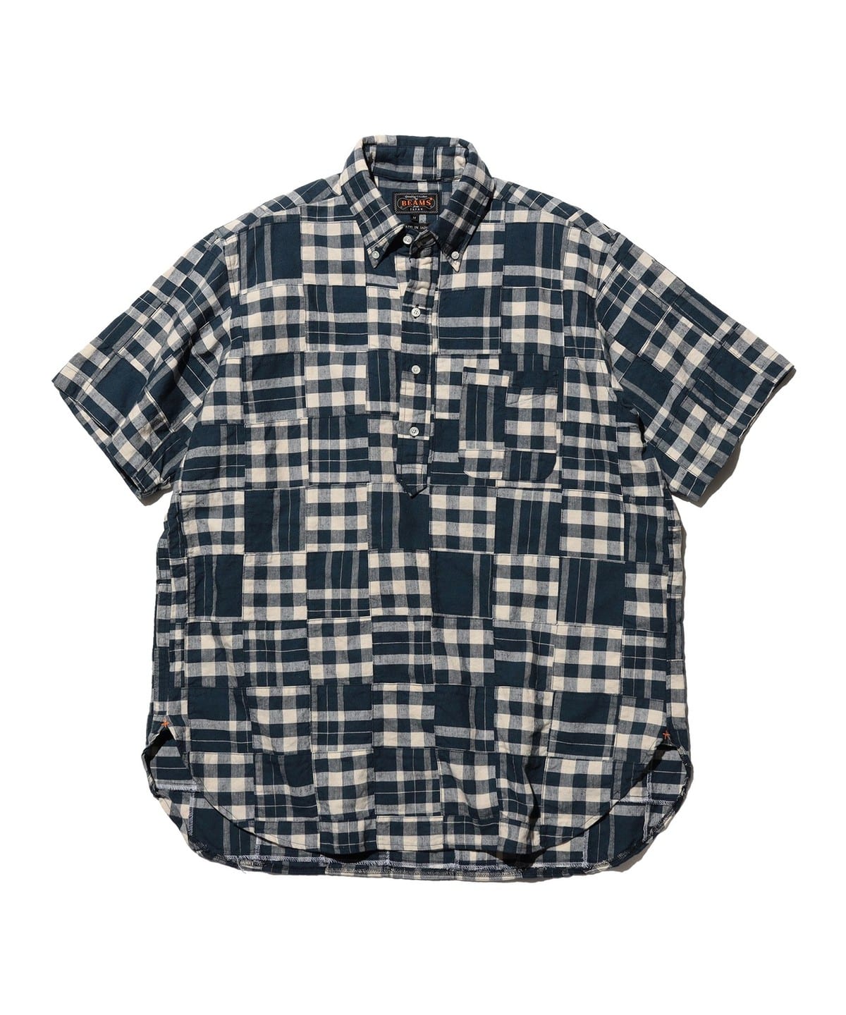 BEAMS PLUS BEAMS PLUS Pullover Classic-fit Patchwork Madras Blue