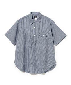 POST OVERALLS / #3213S-SC NAVY CUT S/S : stripe chambray indigo