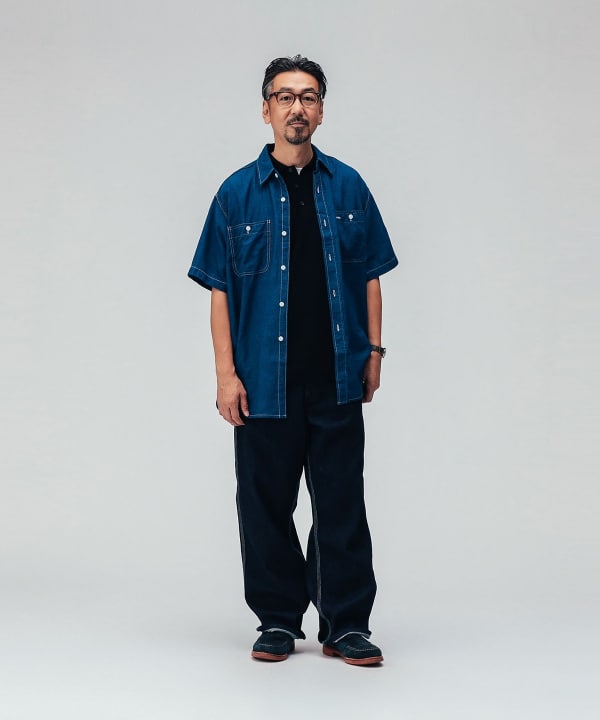 WORK Plain Indigo Chambray Model：H 169cm Size：M