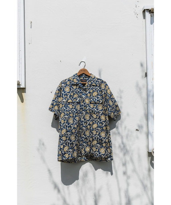 Open Collar Block Print ①