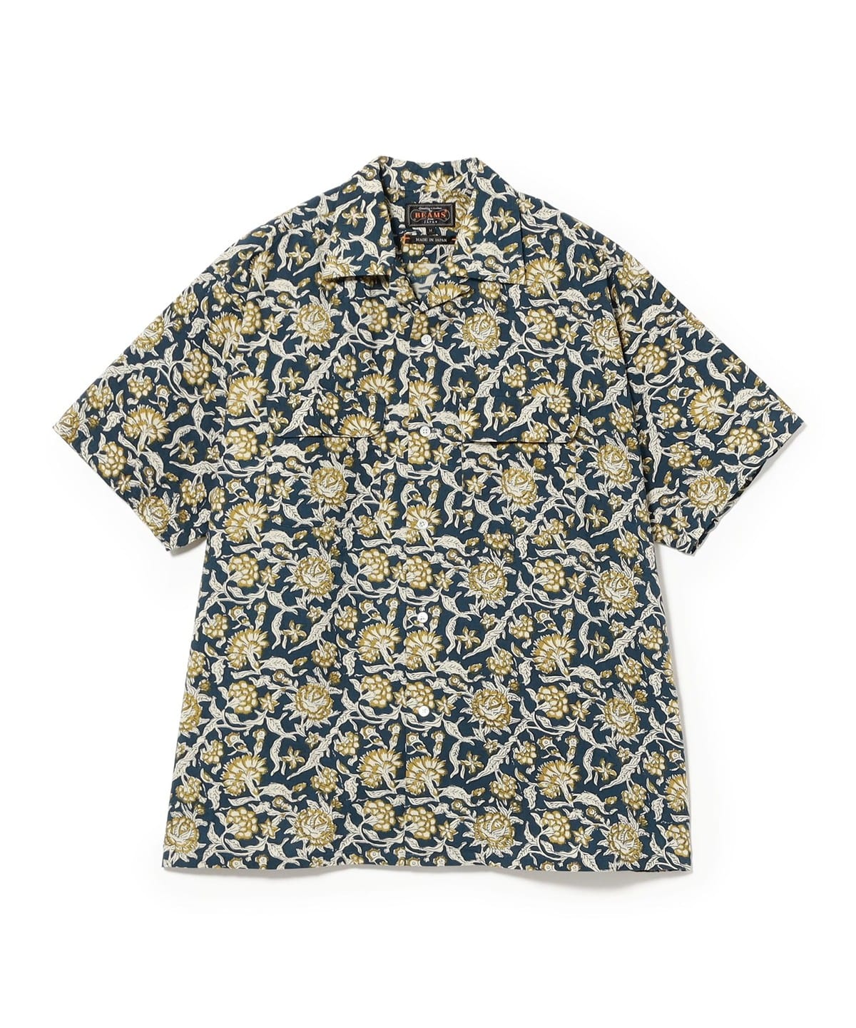 【夏物】BEAMS+ ビームスプラス オープンカラーシャツ 総柄 L BEAMS PLUS（ビームス プラス）Open Collar Block Print ①（シャツ