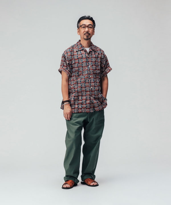 Open Collar Block Print ③ Model：H 169cm Size：M