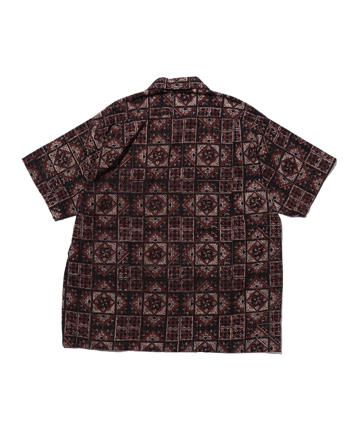 BEAMS PLUS（ビームス プラス）Open Collar Block Print ④（シャツ