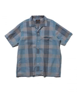 Italian Collar Indigo Panama Weave Plaid