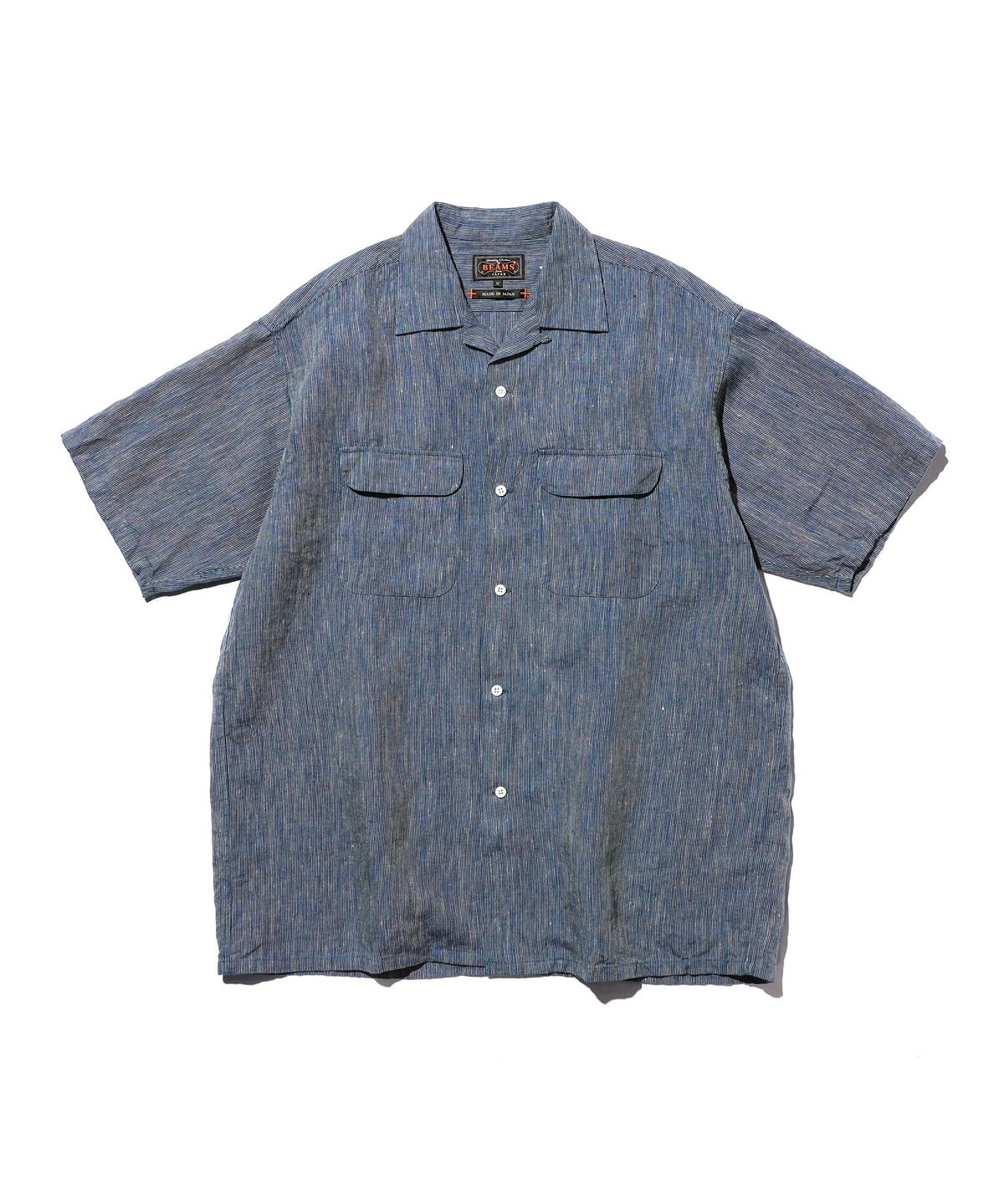 BEAMS PLUS（ビームス プラス）Open Collar Indigo Linen Stripe